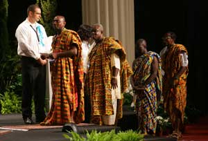 Many of the delegates from Africa wore colorful native dress