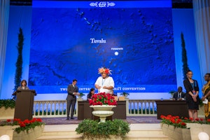 A delegate from the island of Tuvalu